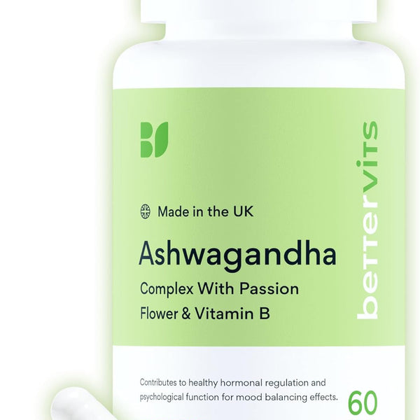 Ashwagandha High Strength Complex with Passion Flower & Vitamin B | Organic KSM-66 Ashwagandha 800mg | Stress & Cortisol Support Supplement | 60 Capsules