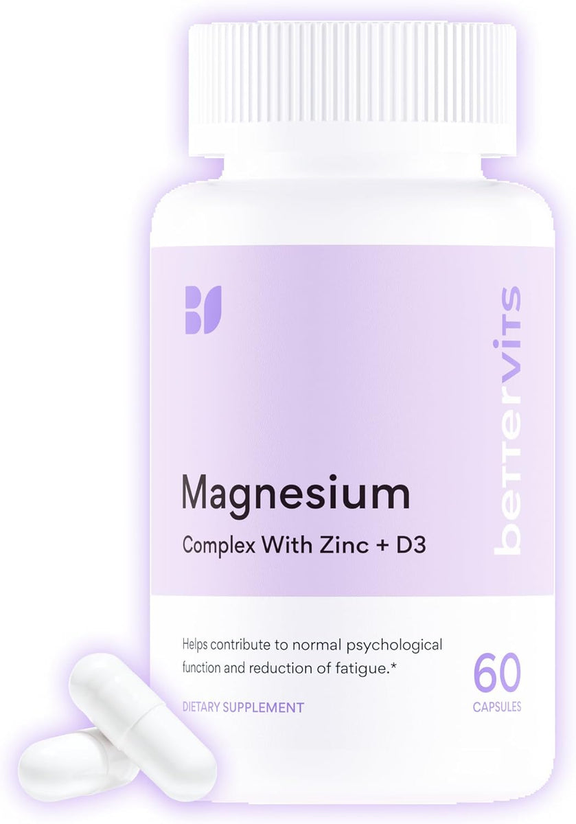 Magnesium Glycinate Complex with Citrate Malate Zinc & Vitamin D3 | High Absorption Pure Magnesium 225mg Supplement Chelated Formula for Muscle Relaxation, Sleep Support – 60 Capsules