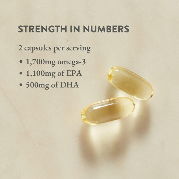 Bare Biology 1,700mg Omega-3 Super-Strength Fish Oil - Life & Soul Daily Omega 3 Capsules (1 Month Supply - 60 Capsules)