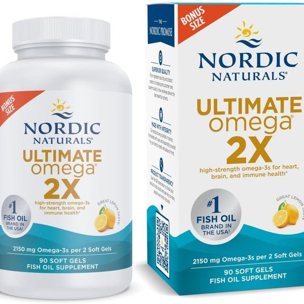 Nordic Naturals Ultimate Omega 2X, Lemon Flavor - 90 Soft Gels - 2150 mg Omega- High-Potency Omega-3 Fish Oil with EPA & DHA - Promotes Brain & Heart Health - Non-GMO - 45 Servings