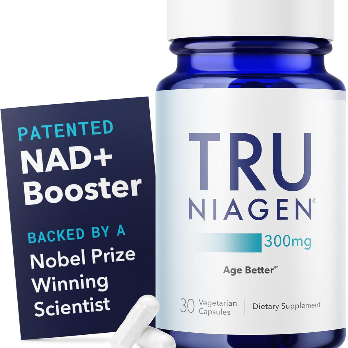 TRU NIAGEN Patented NAD+ Supplement, 300mg Niagen, 30 Servings | Nicotinamide Riboside (NR) Take 1 Daily | 1 Bottle
