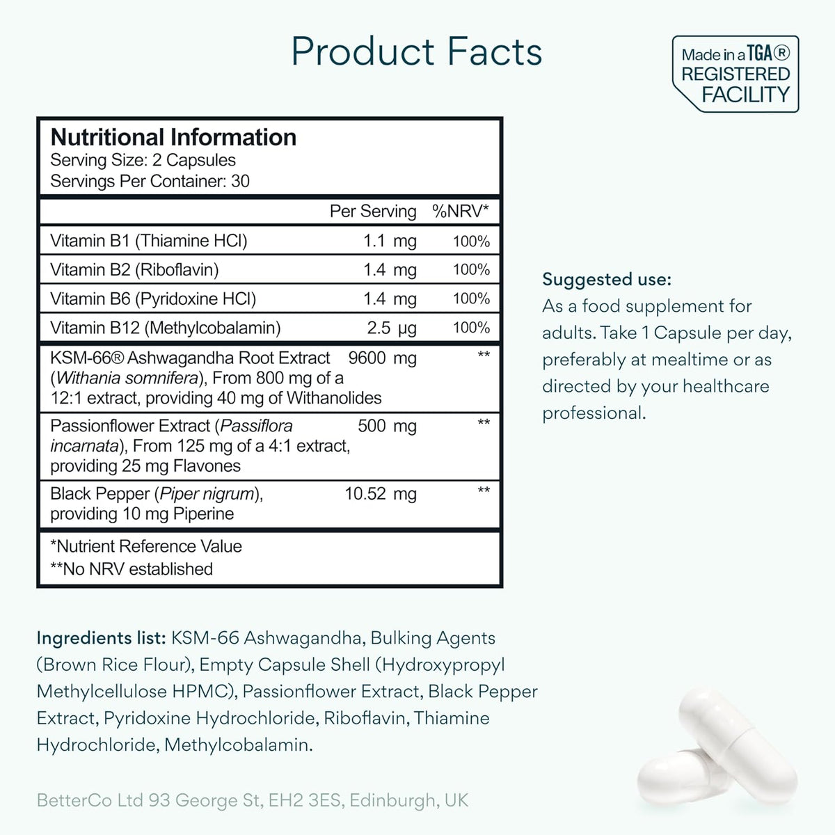 Ashwagandha High Strength Complex with Passion Flower & Vitamin B | Organic KSM-66 Ashwagandha 800mg | Stress & Cortisol Support Supplement | 60 Capsules