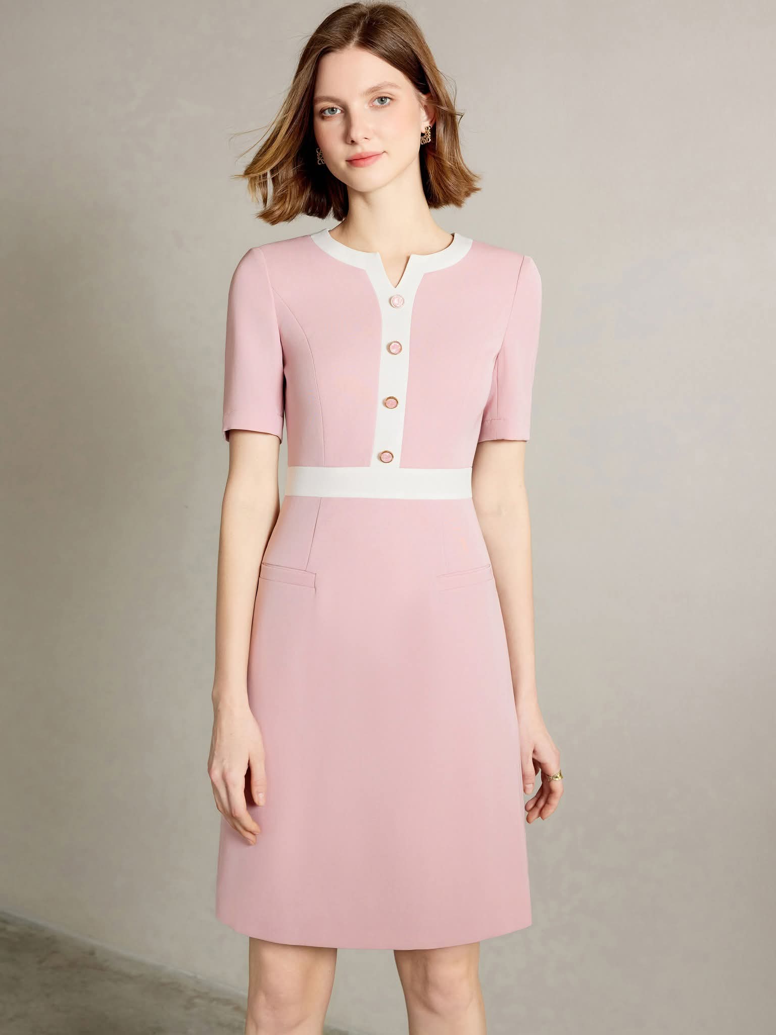 The Rosewood Tailored Dress (Blush Pink)
