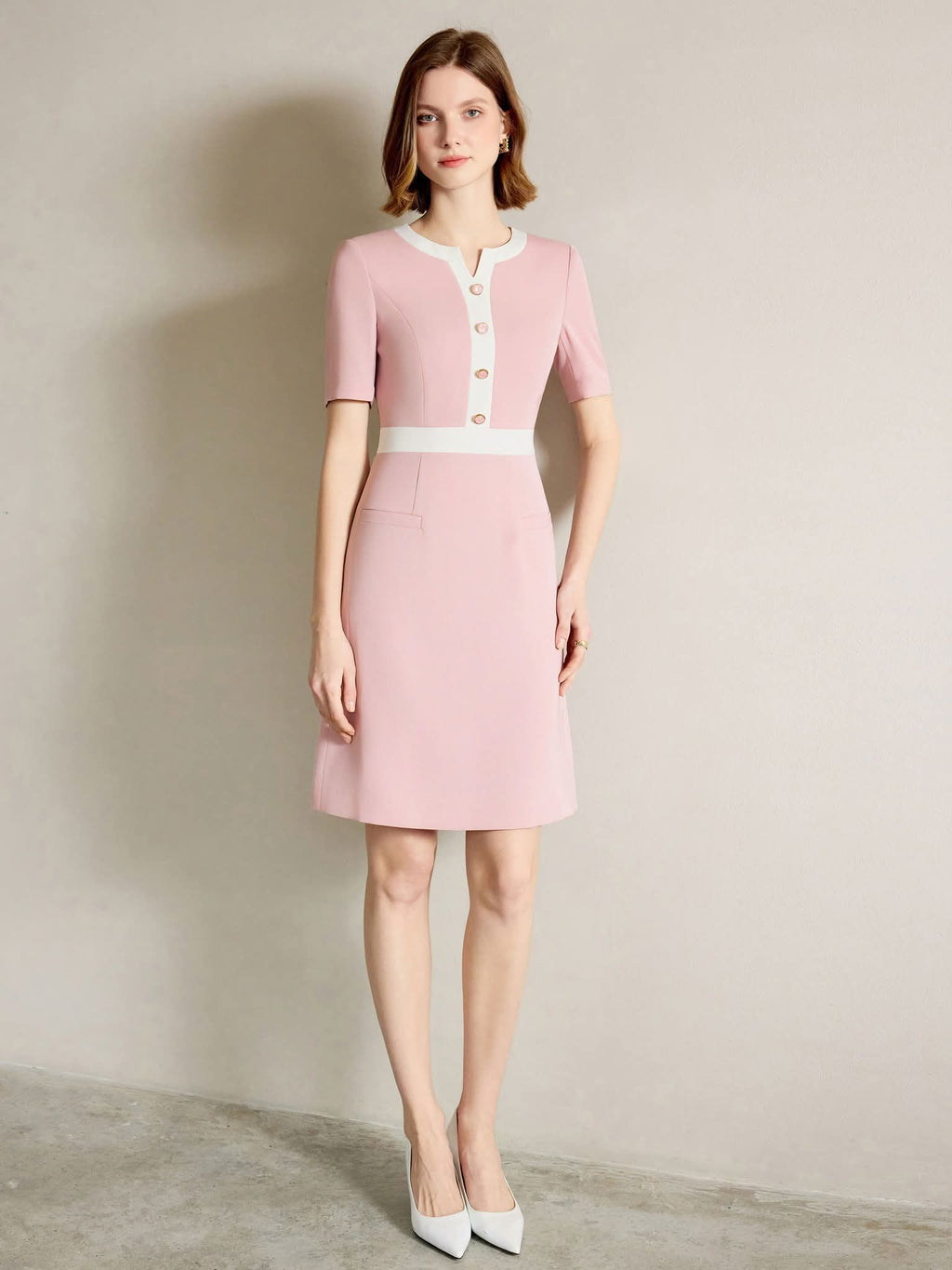 The Rosewood Tailored Dress (Blush Pink)