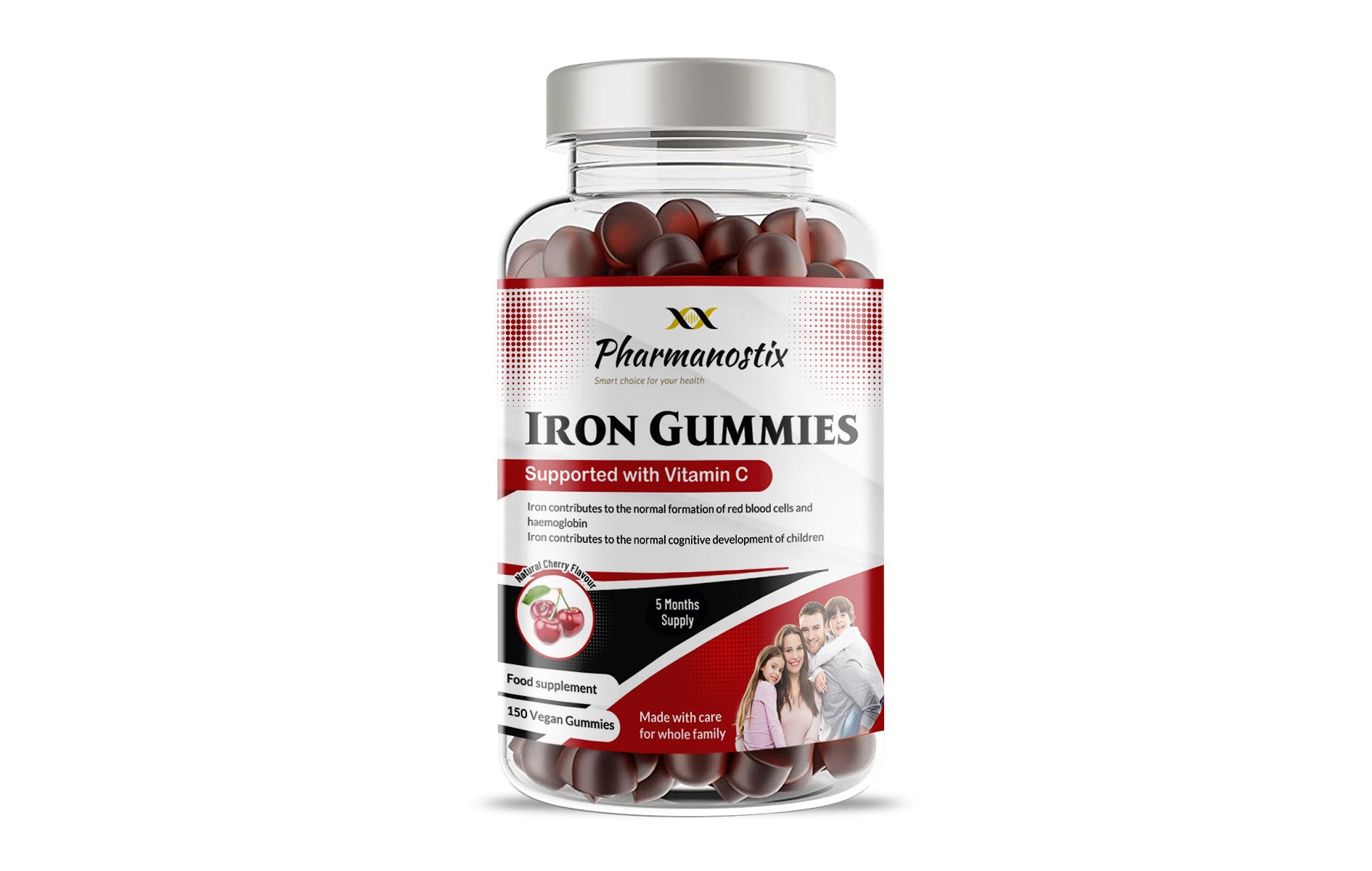 Iron & Vitamin C Vegan Gummies - 150 Natural Cherry Flavour